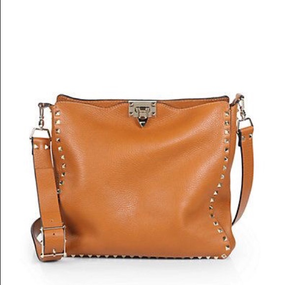 Valentino Handbags - Valentino Vitello Rockstud Hobo in Cognac
